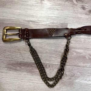 Guess Medium Brown Belt with hanging chain